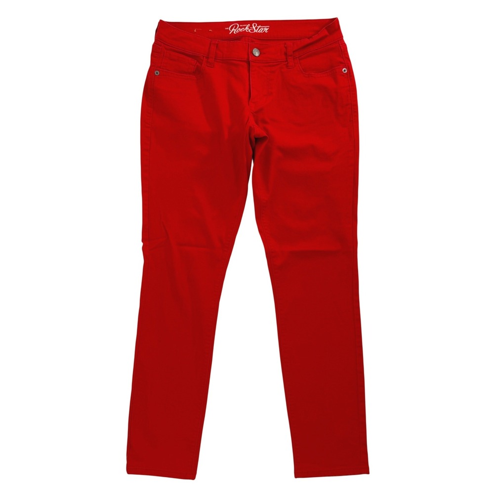 Old Navy Rockstar Skinny Jeans Womens 10 Red Denim Leggings 730770-26 Mid Rise